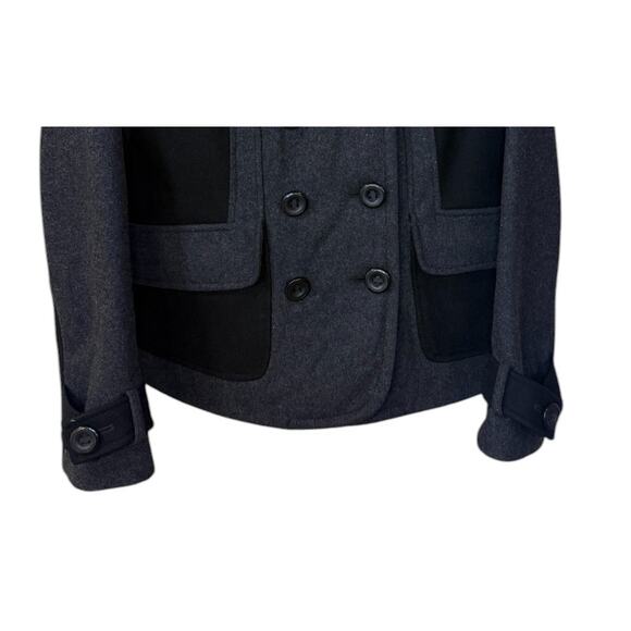 Guess Pea Coat Women Large Gray Black Wool Blend Preppy Winter School Holiday - Picture 3 of 10
